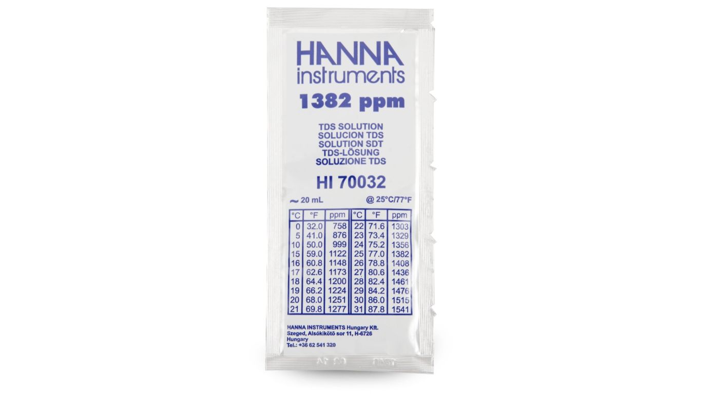 Hanna HI70032P Kalibrierlösung TDS 1382 mg/L, 25x 20mL-Beutel