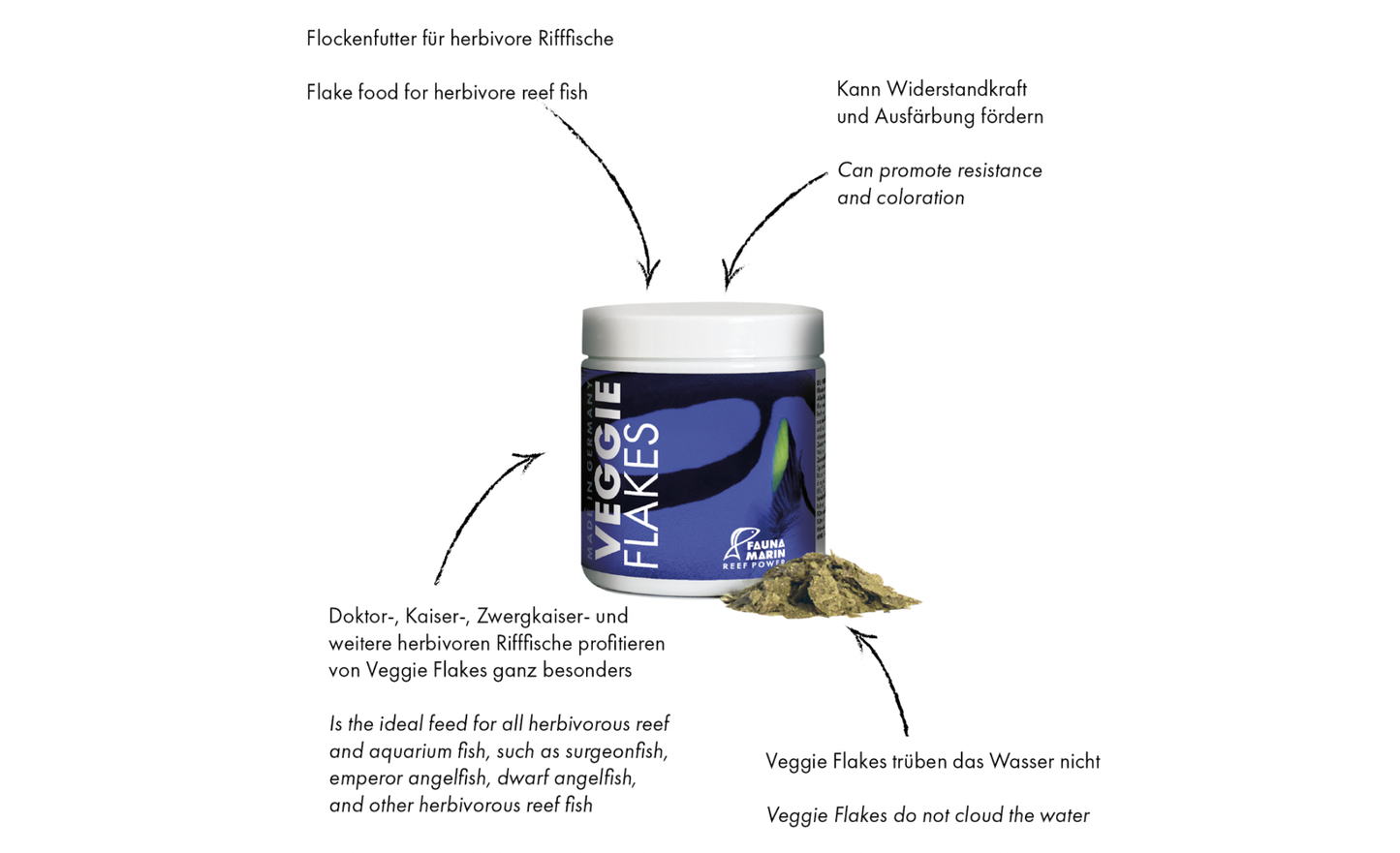 Fauna Marin Veggie Flakes Flockenfutter für herbivore Rifffische M 30 g