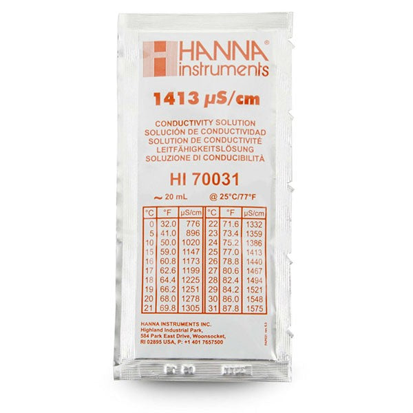 Hanna HI70031P Kalibrierlösung Leitfähigkeit 1413 µS/cm, 1x 20mL-Beutel