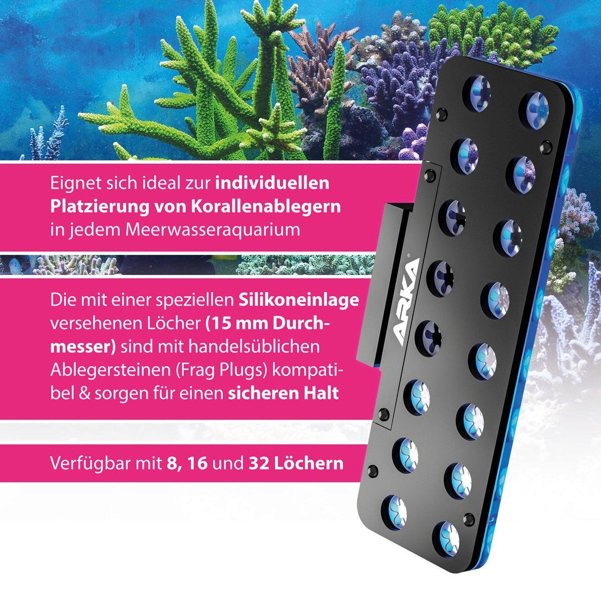 ARKA myReef Frag Rack Deck mit Magnet (16 Löcher, max. 12mm Glasstärke)