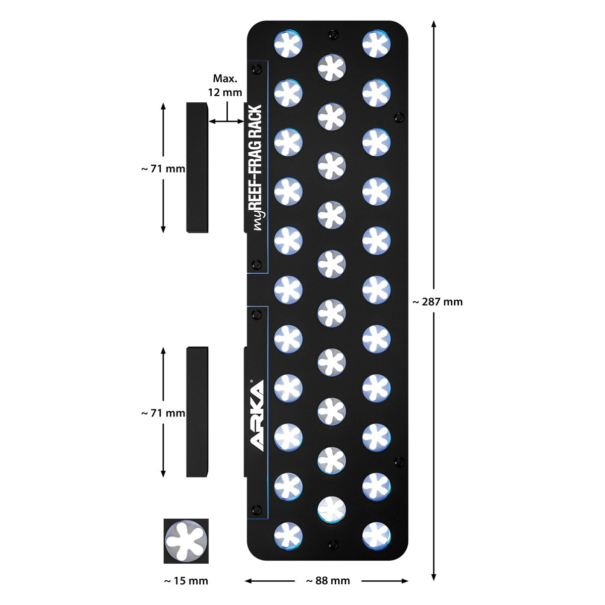 ARKA myReef Frag Rack Deck mit Magnet (32 Löcher, max. 12mm Glasstärke)