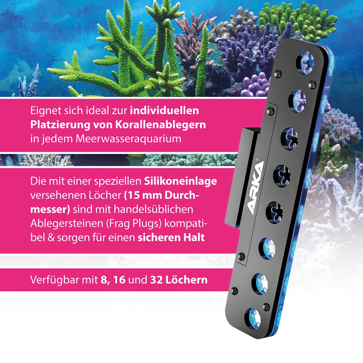 ARKA myReef Frag Rack Deck mit Magnet (8 Löcher, max. 12mm Glasstärke)