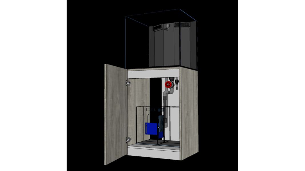D-D AQUA-Pro Reef 600 Cube Anthracite Gloss 60x60x60cm Aquariumsystem mit Holzschrank
