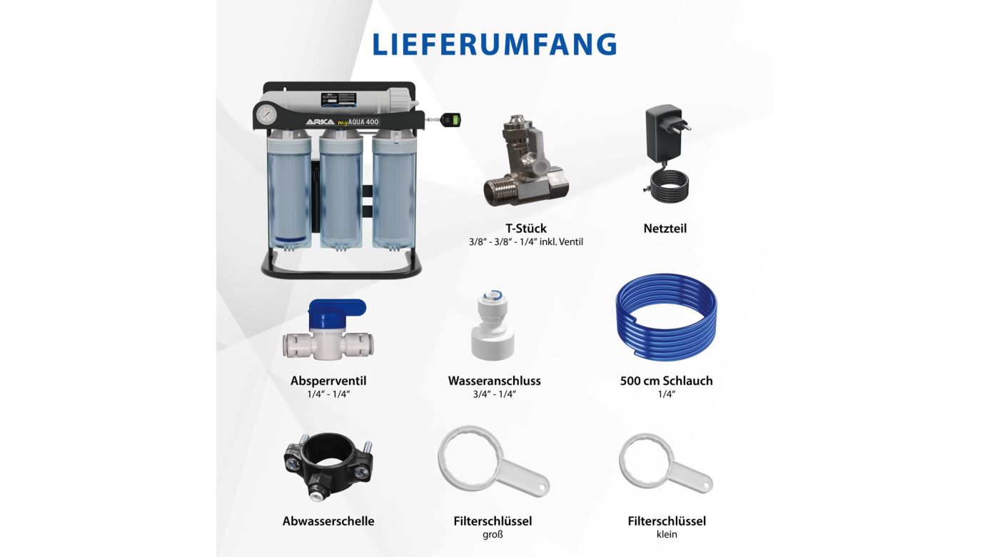 *NEU* ARKA myAqua 400 Umkehrosmoseanlage mit Druckerhöhung (400L/Tag)