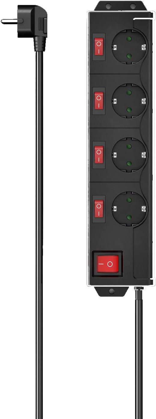 Hama Steckdosenleiste 4-fach XL schwarz, einzeln schaltbar mit Überspannungsschutz