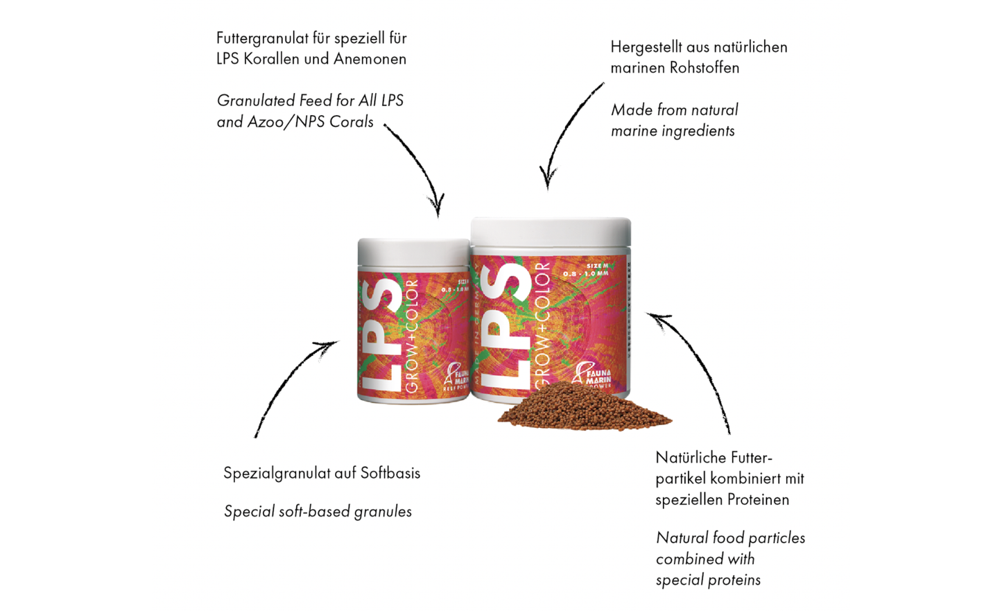 Fauna Marin LPS Grow + Color M Futtergranulat für LPS-Korallen 145 g