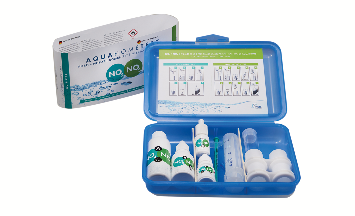 Fauna Marin AquaHomeTest NO2+NO3: Nitrit + Nitrat | Kombi-Test für Meerwasseraquarien