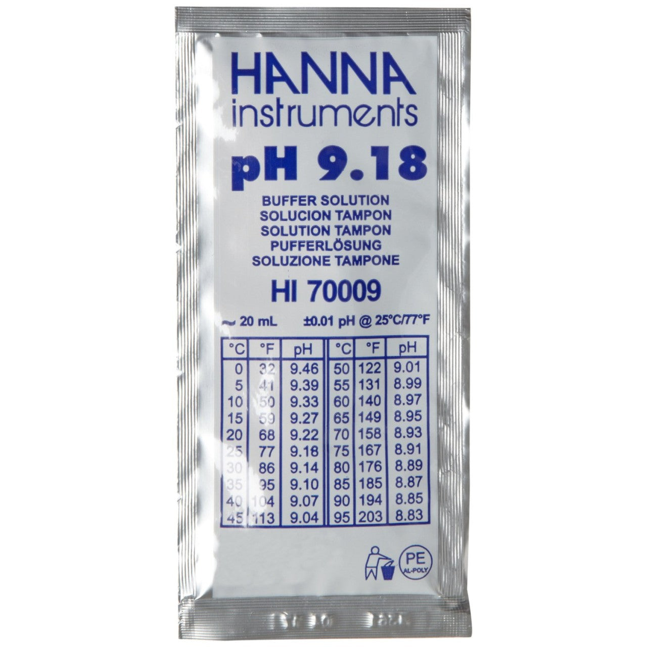 Hanna HI70009C Pufferlösung pH 9,18, 1x 20 ml-Beutel