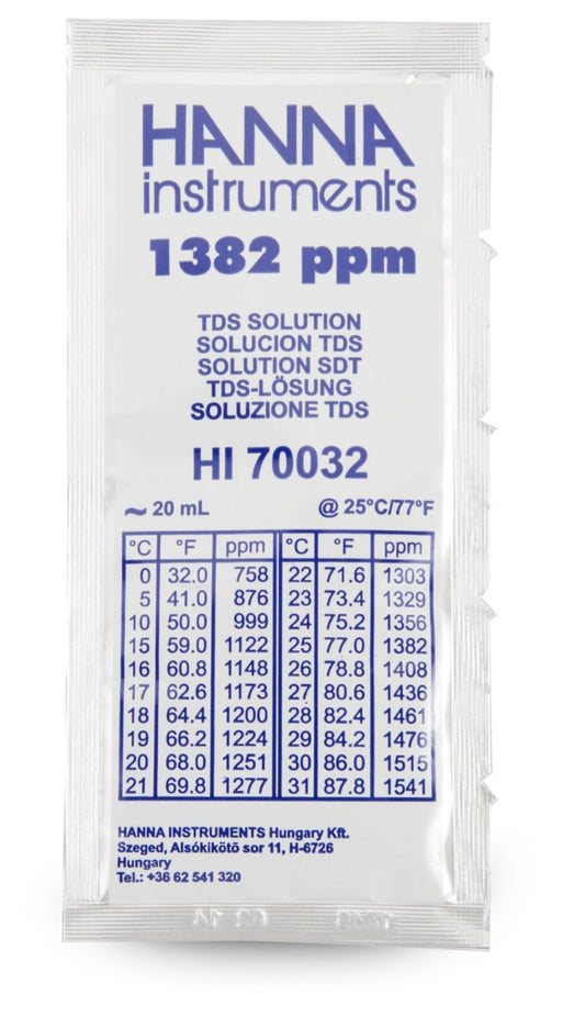 Hanna HI70032P Kalibrierlösung TDS 1382 mg/L, 1x 20mL-Beutel