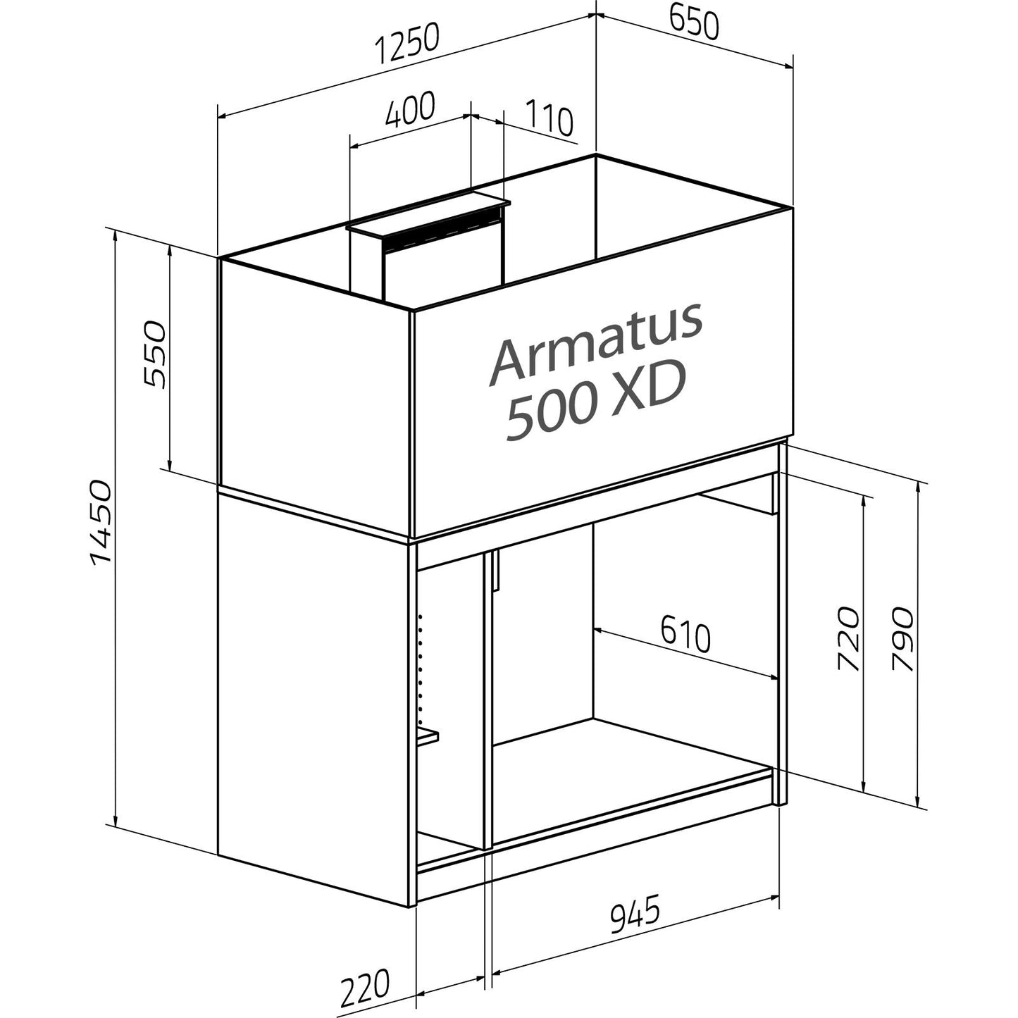Aqua Medic Armatus 500 XD weiß 125x65x55 cm