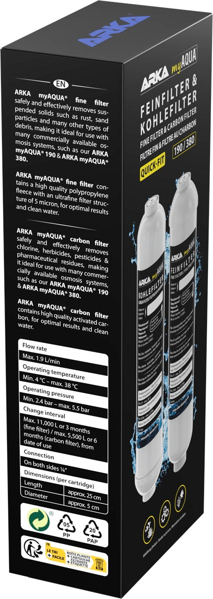 ARKA myAqua 190/380 Fein- & Kohlefilter-Set mit Quick-Fit-Anschlüssen (je 1 St.)