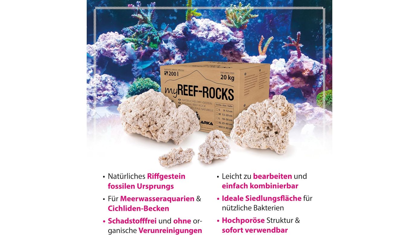 ARKA myReef-Rocks 13-20 cm (M) 20 kg natürliches Aragonitgestein